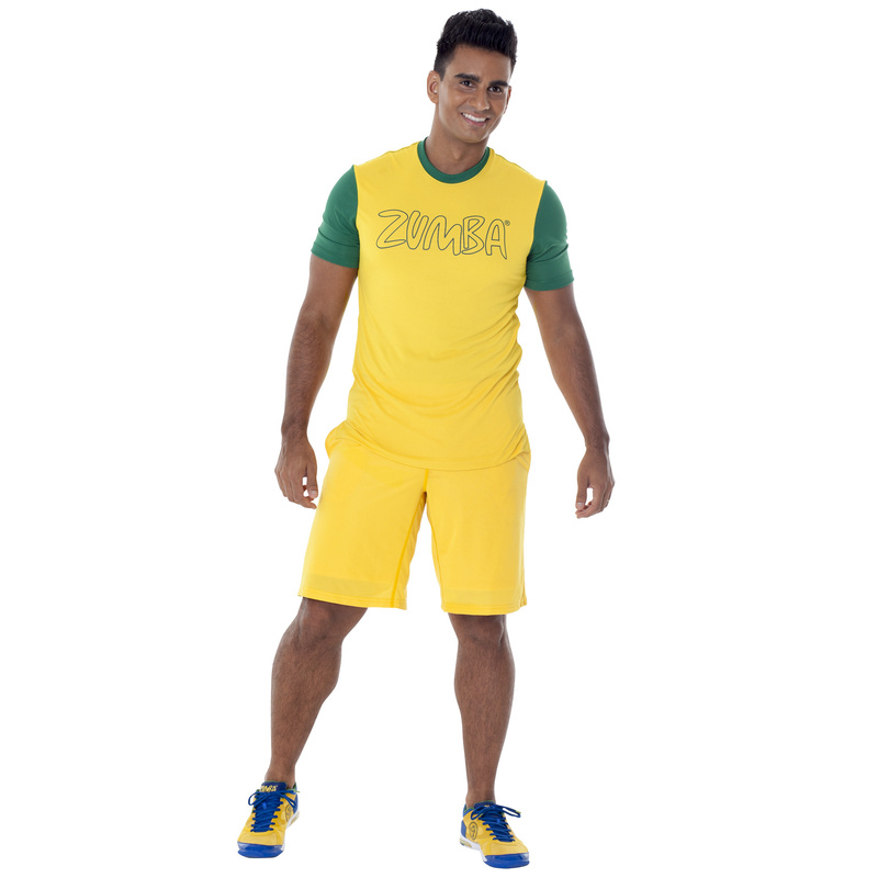 Spodenki męskie sportowe żółte Zumba Brazil Join the Team