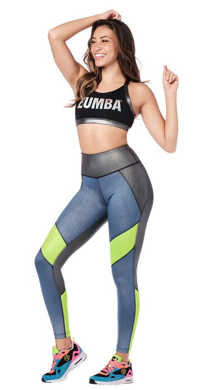 Legginsy damskie sportowe niebieskie Zumba Hope