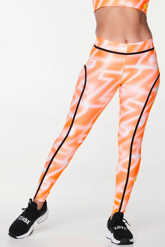 Legginsy z wysokim stanem pomarańczowe Zumba Energy Piped