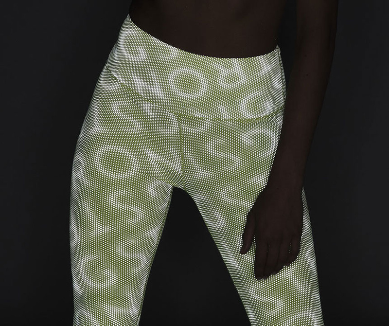 Legginsy damskie odblaskowe limonkowe STRONG ID Laser
