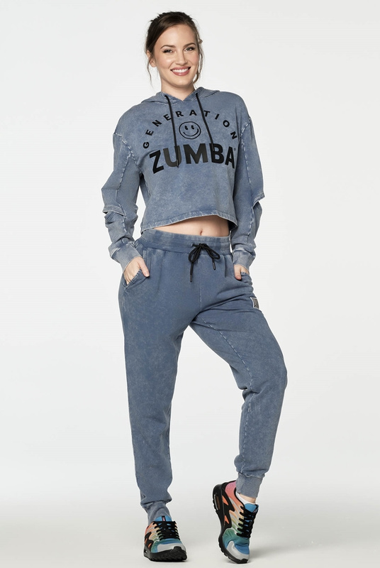 Bluza z kapturem niebieska w stylu denim Zumba Generation 