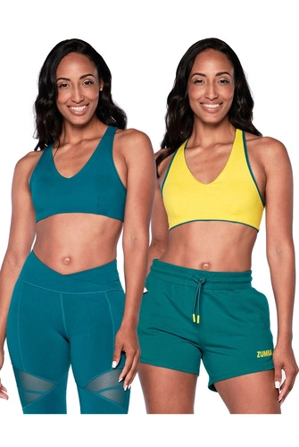 Stanik sportowy dwustronny turkusowy Zumba Core