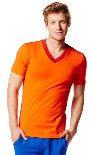 Koszulka męska sportowa pomarańczowa Zumba Two-Tone V-Neck Tee