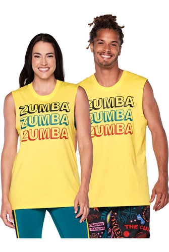 Koszulka żółta bez rękawów Zumba All Fiesta No Siesta