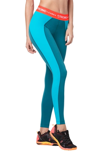 Legginsy damskie sportowe morskie długie STRONG Powered By The Beat