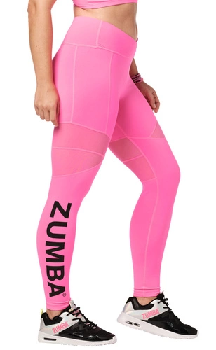 Legginsy damskie sportowe różowe z siateczką Zumba Bright Bold